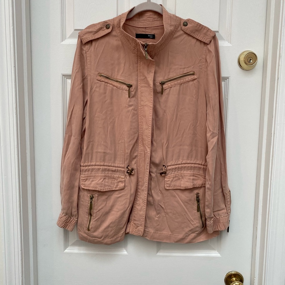 Max Jeans Blush Utility Jacket w Cinch Waist & Pockets - M